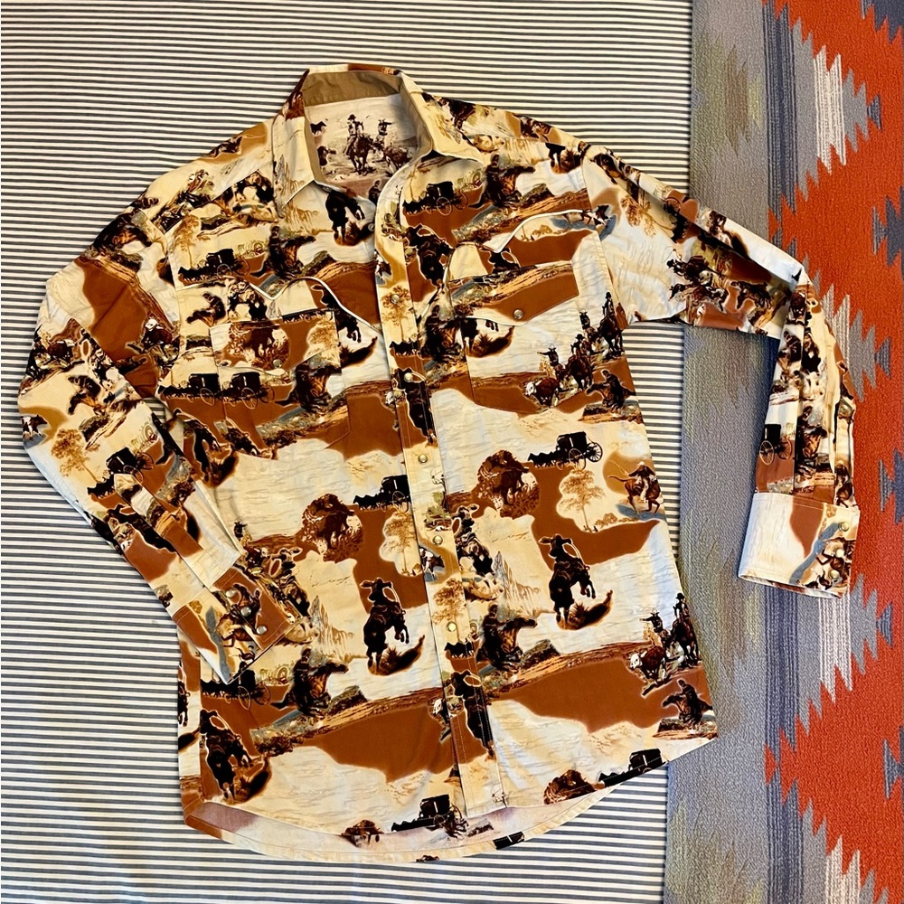 Western Cowboy Print Men's Shirt